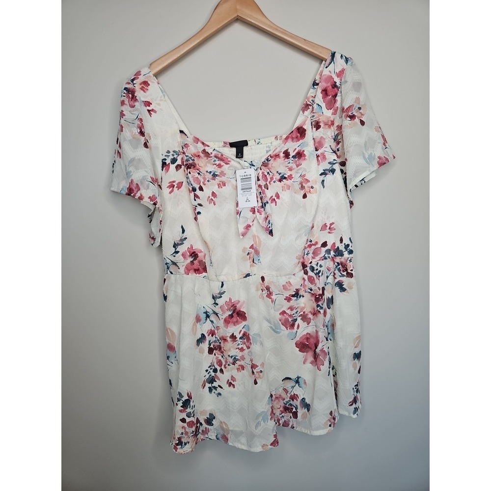 Torrid Blouse 2X Boho Artsy Floral Flowy Babydoll CottageCore Coquette Feminine